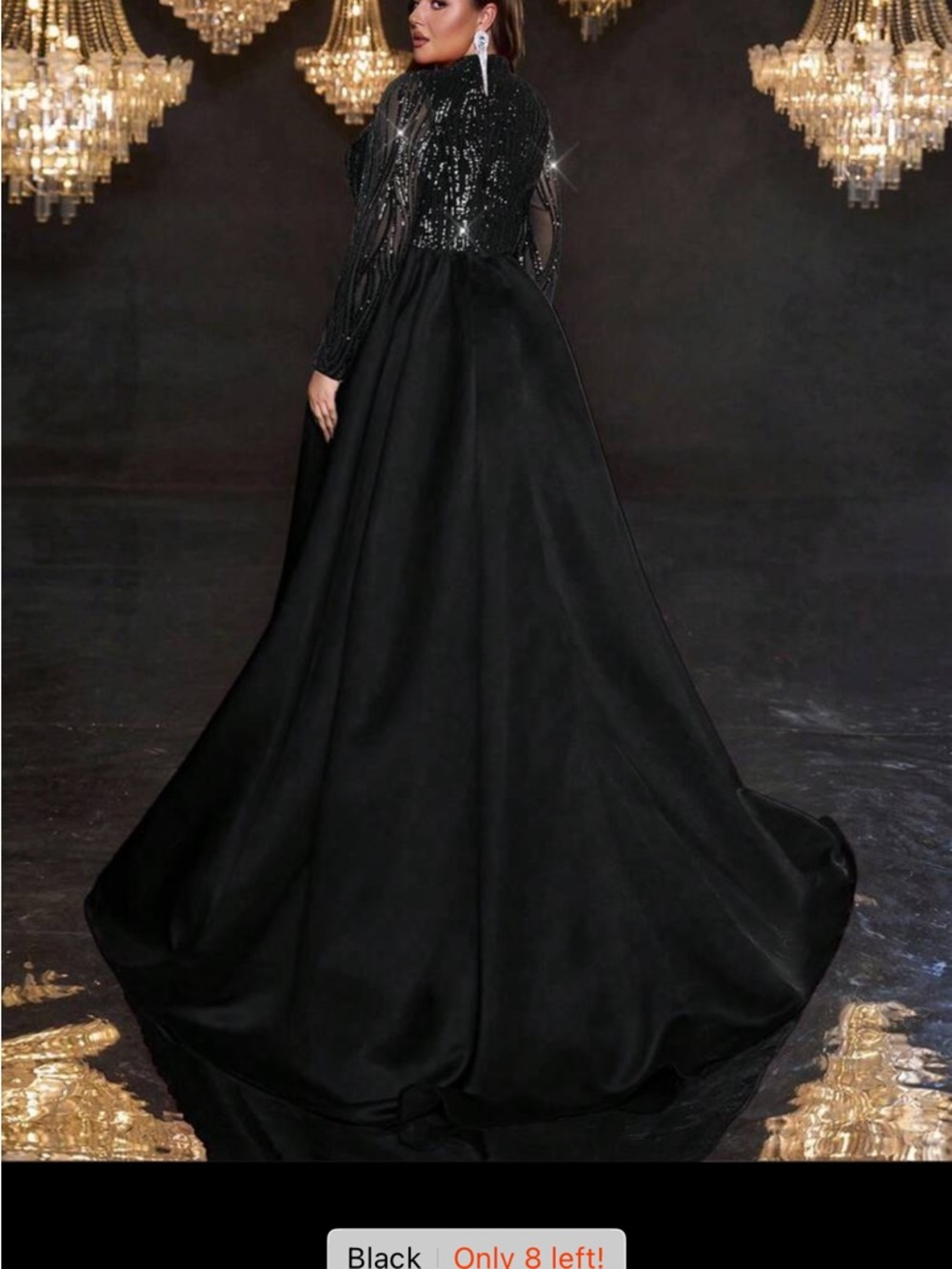 Elegant Black Sequin Long Evening Dress